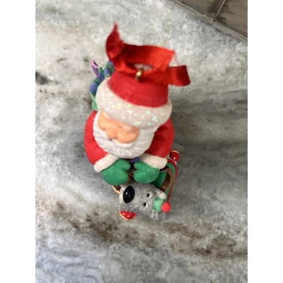 HALLMARK Keepsake Ornament 2000 STROLL AROUND THE POLE Santa Schnauzer Dog NEW - Picture 5 of 6
